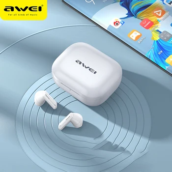 Awei T36 TWS Fones de ouvido sem Fio Com 5 Horas de tempo de reprodução Bluetooth V5.0 Zero Atraso De Esportes Fones De Ouvido Para O Telefone Esperto