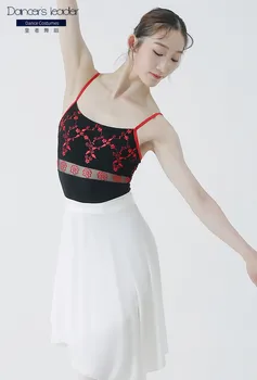 Ballet Dança, Maiô Para as Mulheres, a Prática de Roupas Bordado de Flores de Ginástica Collant Adultos Bailarina Figurinos