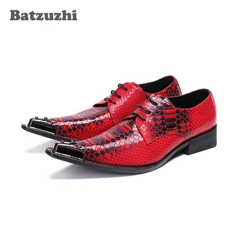Batzuzhi Moda Ocidental, os Homens Sapatos Lace-up Vestido de Couro Sapatos de Homens Vermelho de Festa/Casamento de Homens Sapatos Zapatos Hombre, Tamanho Grande EU38-46