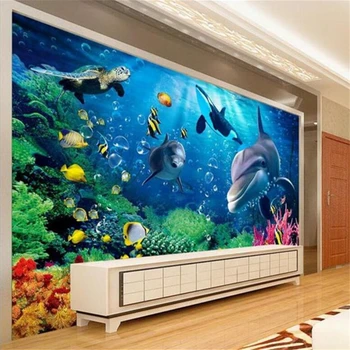 beibehang Personalizados em 3D estéreo mundo subaquático de peixes de mar sala para crianças, TV 3d de plano de fundo do papel de parede pinturas Decorativas