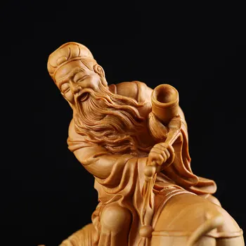 Buxo 15CM Zhang Guolao Escultura de Madeira Chinês Figuras Mitológicas Oito Imortais Deus Decoração de Casa