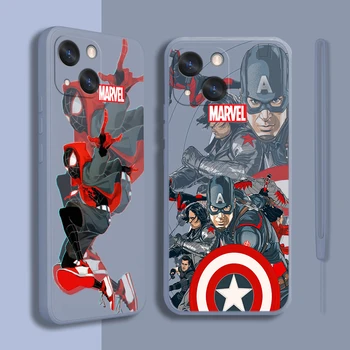 Capitão América da Marvel Para o iPhone 14 13 12 11 Mini Pro XS MAX XR X 8 7 6S SE Plus Líquido Corda à prova de Choque Caso de Telefone