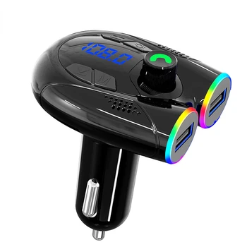 Carro de Bluetooth 5.0 MP3 Player LED Transmissor FM Mãos-livres para Viatura Receptor de Áudio USB Tipo C Carregador de Disco de U TF Música sem Perdas Pl