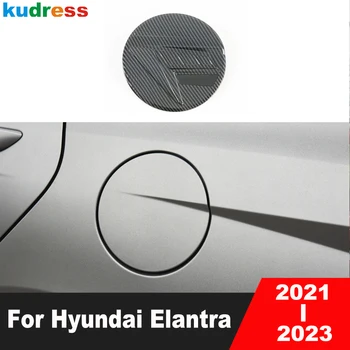 Carro De Gás Combustível A Tampa Do Tanque De Guarnição Para Hyundai Elantra 2021 2022 2023 Fibra De Carbono De Óleo Diesel Tampa De Moldagem Adesivo Acessórios
