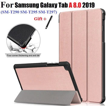 Case para Galaxy Tab 8,0 2019 Caso T290 T295 Capa com dobra tripla em papel Stand Casca Dura estojo do Fólio de 8.0 polegadas do Galaxy Tab Um 2019 Com Caneta