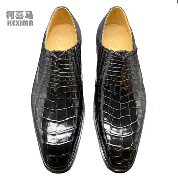 chue novos homens formal sapatos de homens crocodilo sapatos de couro de crocodilo macho sapatos de crocodilo barriga pele sola de couro homens de negócios sapatos