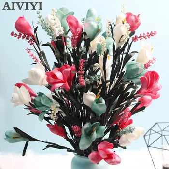 Comércio exterior excelente produto magnolia flor artificial buquê de noiva tabela de família sala de estar decoração DIY falso flor