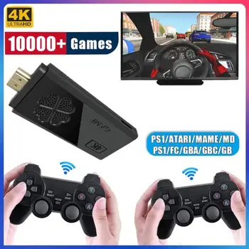 Consola de jogos de vídeo 2.4 G sem Fio Dobro Controlador de Jogo de Stick 4K 10000 Jogos de 64GB Retro Games Para PS1 Consolas de jogos de Vídeo