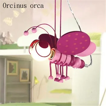 Criativo abelha de desenho animado lustre do quarto de crianças Princesa de Quarto de Menino Quarto de Menina de personalidade cor-de-rosa de insetos luz de teto