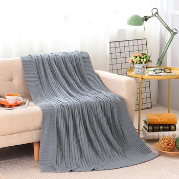 de algodão de malha cobertor do estilo Britânico de cor pura nap cobertor tecido de cobertor de ar condicionado cobertor cobertores e mantas