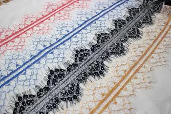 Duas Cores Duplo bordas Cílios Tecido de Renda Guarnições DIY de Costura do Vestuário Fita de Material feito a mão