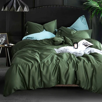 Egípcio longa de algodão de fibra 600TC cetim cor sólida jogo de cama roupa de cama confortável conjunto de capa de edredão folhas fronha Melhor presente #sw