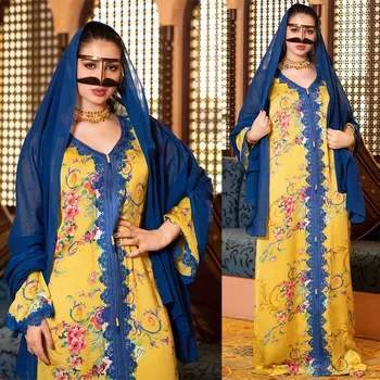 Eid Ramadã Meio de Seda Mulheres Abaya Festa Casual Maxi Vestidos Turquia Moda Caftan Kaftan Dubai Túnica com decote em V de Vestuário Islâmico