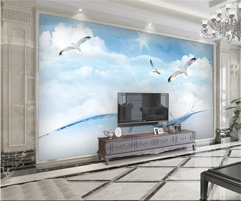 Europeus e Americanos de alta definição céu azul dolomita fundo decorativo de parede sala quarto pássaro personalizado mural