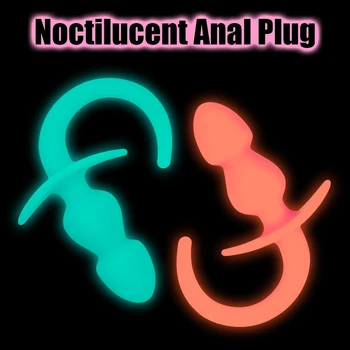 Expansor da Cauda do Cão Plug anal em Silicone Brinquedos Sexuais Para Homens Mulheres Plug Anal G-spot Estimulador Noctilucent Produtos para Adultos