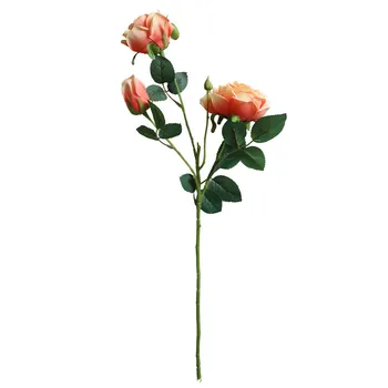 Falso Flor 3 Cabeça de Rosas Flores Artificiais Planta Verde a Decoração do Casamento INS Vento em Casa Laranja Vermelho Púrpura Pano de Seda Rosa