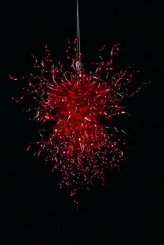 Feito Moderno Estilo italiano de Grande Flor Vermelha de LED Candelabro com Mão de Vidro de Murano Soprado