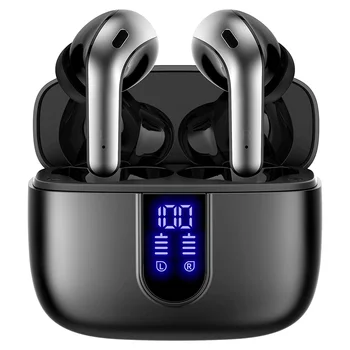 Fones de ouvido Bluetooth sem Fio Verdadeiro Fones de 60H a Reprodução de Energia LED de Exibição de Fones de ouvido In-ear Fones de Ouvido com Microfone para TV