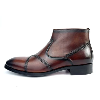 Homens Martins Botas American Retro Ferramentas botas de Couro estilo Casual Homens Botas Vintage Homem de costura Ankle Boots