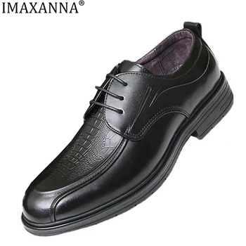 IMAXANNA Homem Vestido de Sapatos de Couro Genuíno Lace-up de Luxo Homens Sapatos Casuais italiano do Escritório de Negócios de Calçados Homens Sapatos em Tamanho Grande