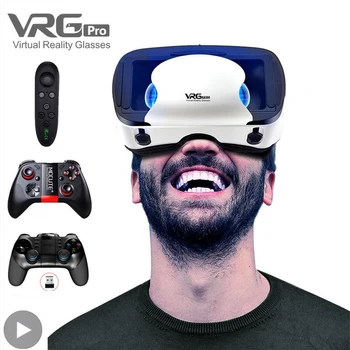 JANEIRO Pro Realidade Virtual VR Óculos 3D Auricular Dispositivos Viar Óculos de Lentes Com Controlador Inteligente Para o seu Smartphone Celular