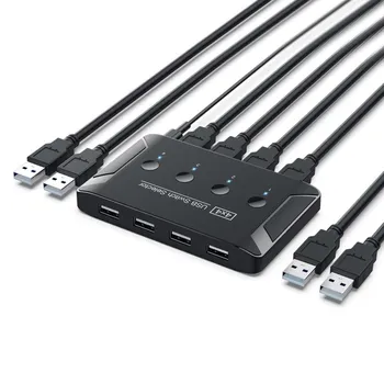 Jimier USB 2.0 de 4 portas para PCs de Compartilhamento de 4 Dispositivos USB para Teclado, Mouse, Scanner, Impressora KVM Switch Seletor de Adaptador