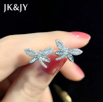 JK&JY 100% Ouro Branco 18K Diamante Natural Brincos de Folha de Design de Moda, de Jóias de Casamento Garantia de Qualidade