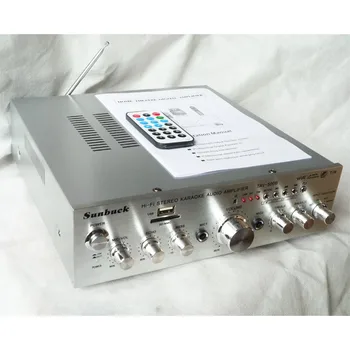 Kara OK amplificador de CASA TAV-500B DIY 220V potência amplificador 100w+100w cartão de anel de vaca com controle remoto multifunções para casa amplificador de áudio