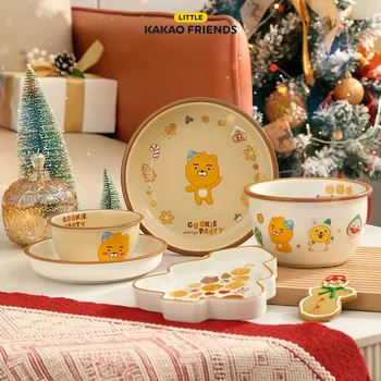 Kawaii CACAU AMIGOS Anime Hobby Ryan Apeach Coleção de Natal Domésticos de Cerâmica de Louça de Definir Tigela de Salada Bife de Chapa