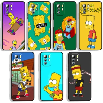 Kids Disney Os Simpsons Caso De Telefone Xiaomi Redmi Nota 4X 5 5A(32GB) 6 7 8 8 9 9T 9Pro Max 9S Pro Preto Iuxury de Silicone de Volta