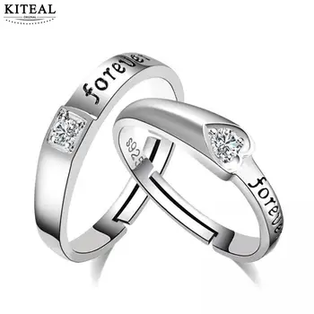 KITEAL 2019 mais recente amante de casamento, anéis de Noivado para sempre o coração de zircão casal anel conjuntos anillos Jóias Finas Presentes