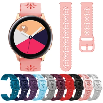 Lace a Banda de Silicone Para Samsung Galaxy Watch Active 2/Galaxy Watch 4 44mm 40mm/Classic 42mm/46mm 20mm, Alça Para Mulheres Meninas