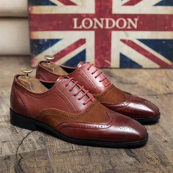 Marca Homens Vestido Designer de Sapatos Brogue Estilo de Festa de Couro Sapatos de Casamento Homens Oxfords Formal Sapatos de Tamanho Grande chaussure homme cuir
