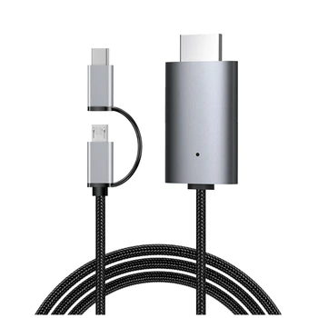 Micro-USB TIPO C-HDMI-Cabo Compatível com HDTV, TV Digital AV Adaptador de Cabo 1080P Para Iphone, Ipad E Android Telefone