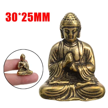 Mini Estátua De Buda De Bronze Bolso Sentado Budismo Chinês Buda Sakyamuni Figura Escultura Home Office Decoração Enfeite