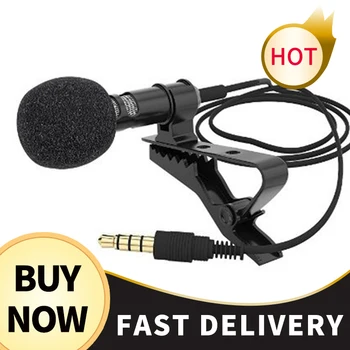 Mini Microfone de Condensador de Clip-on Lapela Lavalier Mic com Fio de Telefone Para Telefone Portátil, Mini-Estéreo hi-fi de Qualidade de Som