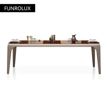 Minimalista moderna mobília de sala de jantar mesa de jantar e cadeira combinação retangular mesa de jantar e cadeira
