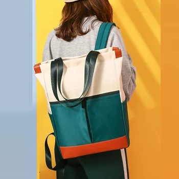 MJ Nylon Impermeável 15.6 Laptop Backpack Mulheres de Grande Capacidade e Bolsa de Viagem Senhoras, Sacos de Ombro Feminino Bagpack Satchel