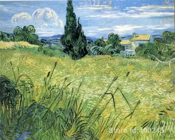 Moderna Tela De Arte De Alta Qualidade, De Vincent Van Gogh Pintura A Óleo Verde Campo De Trigo Cypress Artesanal De Impressão Paisagem Decoração De Quarto