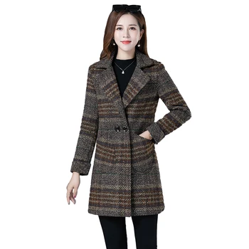 Mulheres Primavera, outono casaco Novo lattice de Lã casaco feminino tamanho Grande, de meia-idade roupa Elegante Moda Blusão de Senhora 5XL