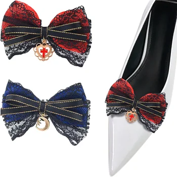 Natal Laço Arco Clips de Sapato Coração Lua Pingente Sapato Decoração Chique de sapatos Lolita Enfeite para Mary Jane Acessórios 2 pçs