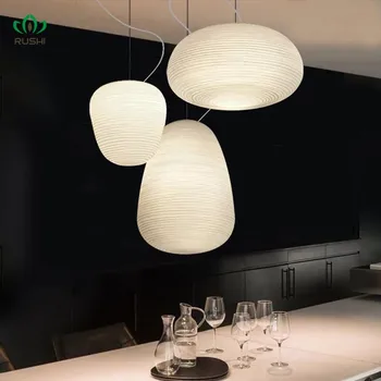 Nordic Criativo Luzes Pingente de Vidro Branco leitoso Giros Cozinha Lâmpadas Penduradas Luminaria de Jantar, Sala de estar decoração de casa de Luminárias