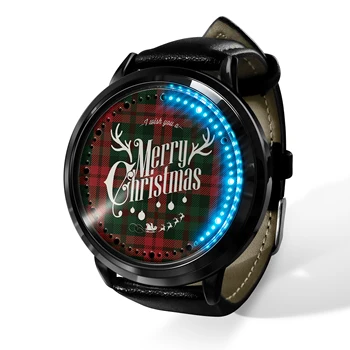 Nova Natal de discagem de impressão, LED tela de toque do relógio, os homens de pulso decoração do relógio, pode ser dado como presente
