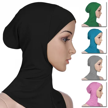Novas Mulheres Muçulmanas Turbantes Chapéu Elegante E Digna Véu De Cor Pura Mulheres De Hijab Feminino Turbante Véu Islâmico Desgaste Da Cabeça