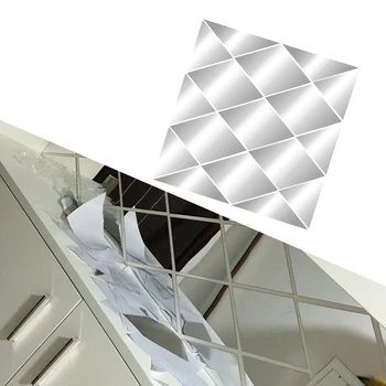 NOVO 1 Conjunto de Acrílico Diamante Espelho de Parede Adesivo Decalque Decoração Rombo DIY Arte de Fundo Design Reflexivo para a Home da Loja Quarto