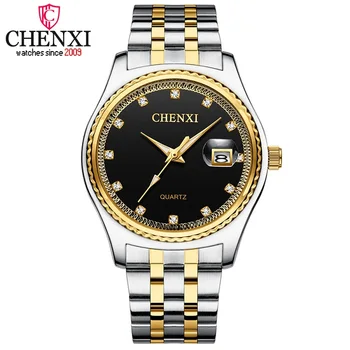 Novo CHENXI Moda Relógios de homens de Aço Cheio de Pulso de Quartzo Relógio Homens de alto Luxo da Marca Relógio à prova d'água Calendário de Negócios do sexo Masculino Relógio