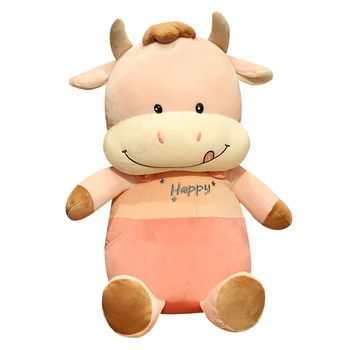 Novo Huggable Agradável Super Macio Criativo Vaca Bonito Brinquedos do Luxuoso dos desenhos animados de vaca ano de Animal Boneca de Pelúcia Lindo Travesseiro para as Crianças