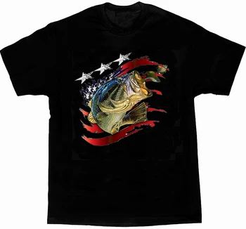 Orgulhosa Bandeira Americana Pesca De Robalo Patriótica Pescador T-Shirt. Verão do Algodão O-Neck Manga Curta Mens T-Shirt Nova S-3XL