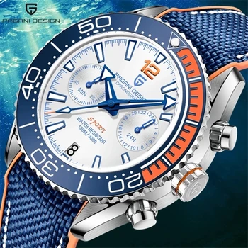 PAGANI DESIGN de Luxo Nova Homens Relógio de Quartzo Sapphire Bisel de Cerâmica de Negócios Impermeável Relógios VK64 Homens Cronógrafo Reloj Hombre
