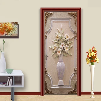 Porta Etiqueta de PVC Auto-adesivo de Parede Pintura Estilo Europeu Vaso 3D Sala de estar do Quarto DIY Porta Etiqueta Mural de Parede Murais